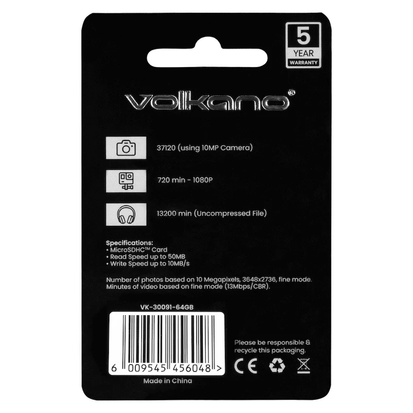 VolkanoX Volkano Micro Series Micro SD card 64GB - Class 10