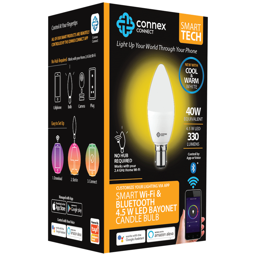 Smart WiFi Bulb 4.5W LED White Candle Bayonet - Guards On Duty Shop & Security Guards