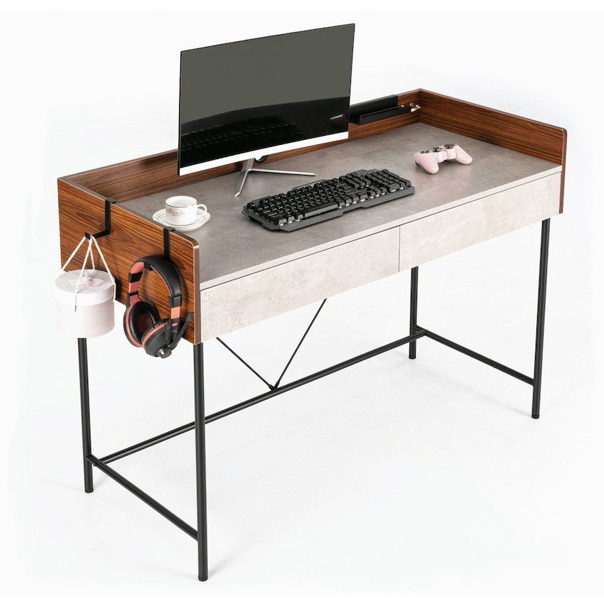 Everfurn Nick Office Desk, x 2 Drawers, Headphone Hook - Guards On Duty Shop & Security Guards