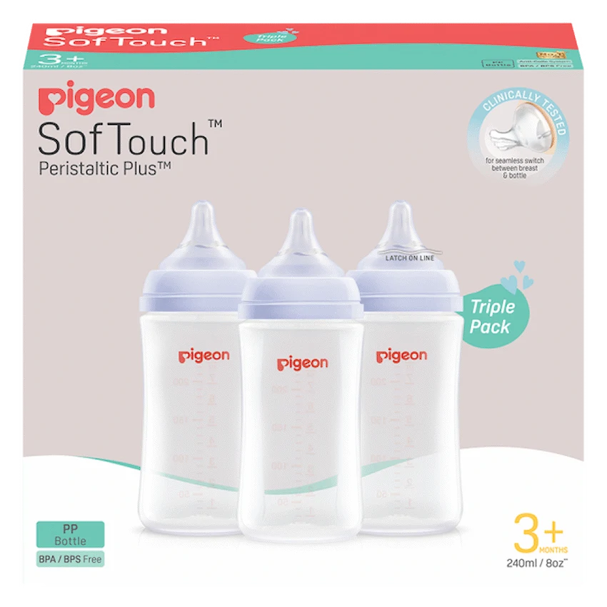 Pigeon Softtouch Bottle 240ml - Triple Pack