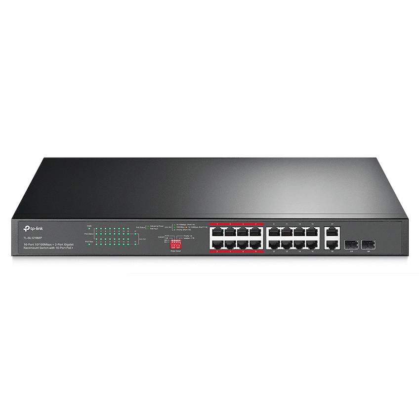 TL-SL1218MP 16-Port 10/100Mbps + 2-Port Gigabit Rackmount Switch with 16-Port PoE+