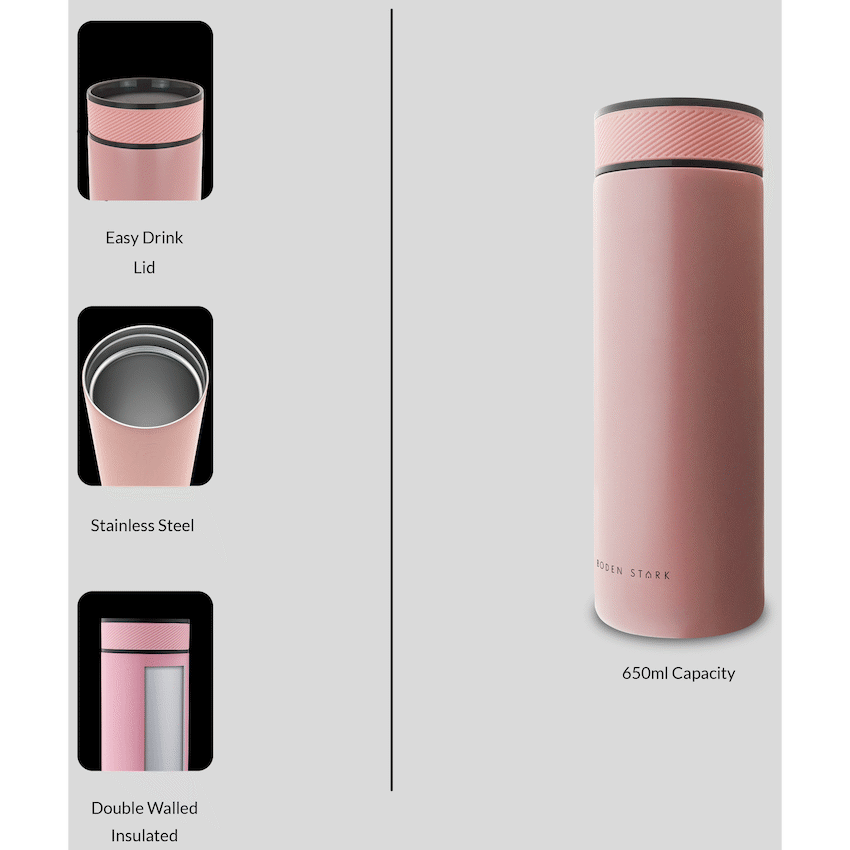 Boden Stark 650ml Flask - Pink