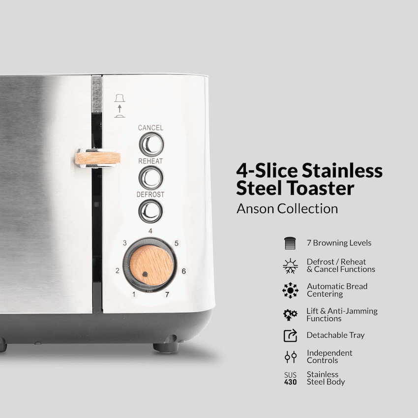 Boden Stark Anson Collection 4-Slice SS Toaster - Guards On Duty Shop & Security Guards