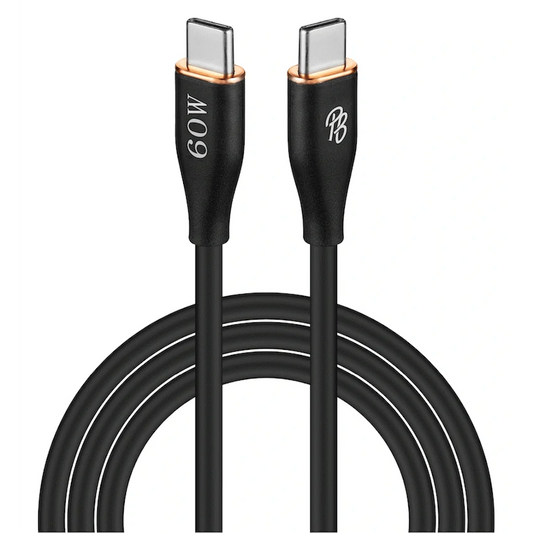 Pro Bass FlexiCord Series 2m 60w Type-C to Type-C Charging Cable - Black