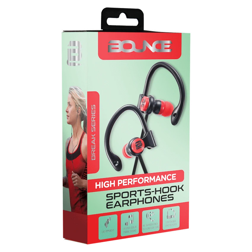 Bounce Break series hook-on earphones Black/Red - Guards On Duty Shop & Security Guards