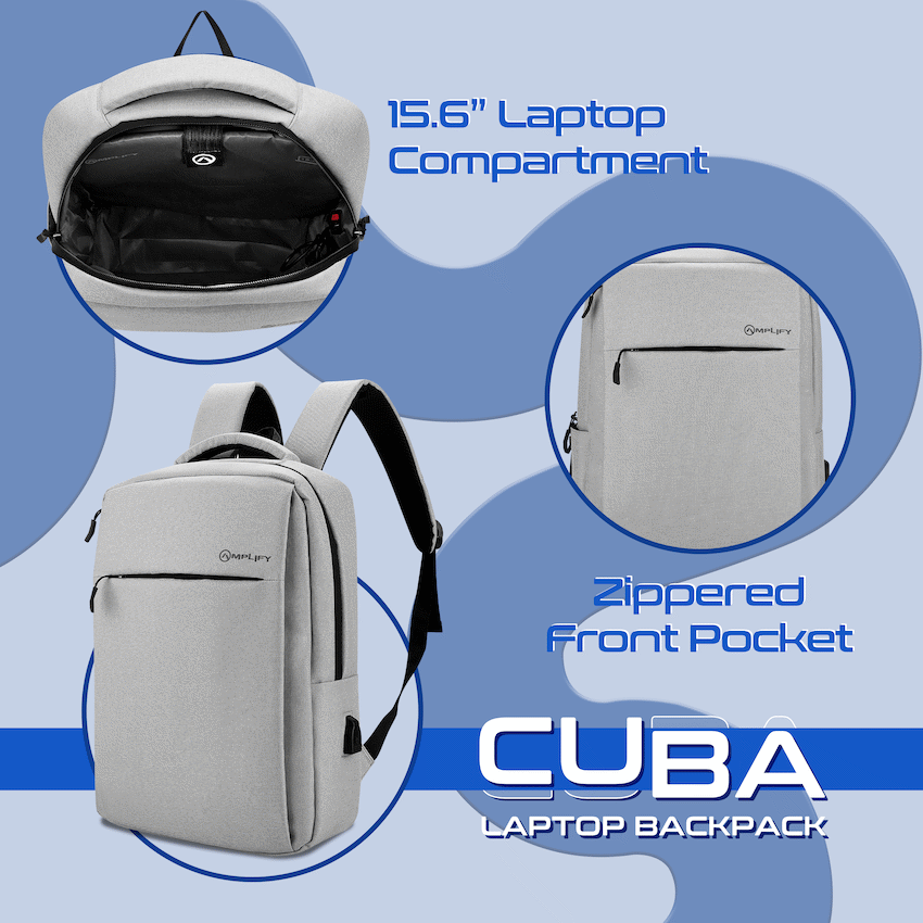 Amplify Cuba 15.6" Laptop Backpack Grey - Guards On Duty Shop & Security Guards