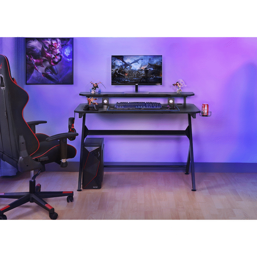 VX Gaming Donahue Gaming Desk - Black with Headphone Hook - Guards On Duty Shop & Security Guards