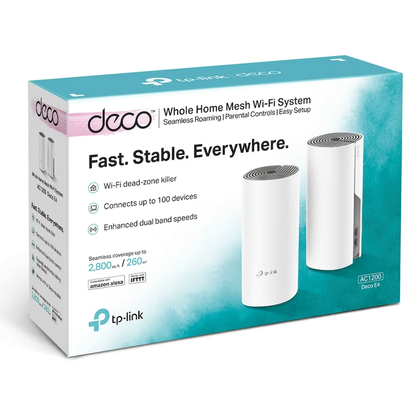 Deco E4 (2-Pack) AC1200 Whole-Home Mesh Wi-Fi System