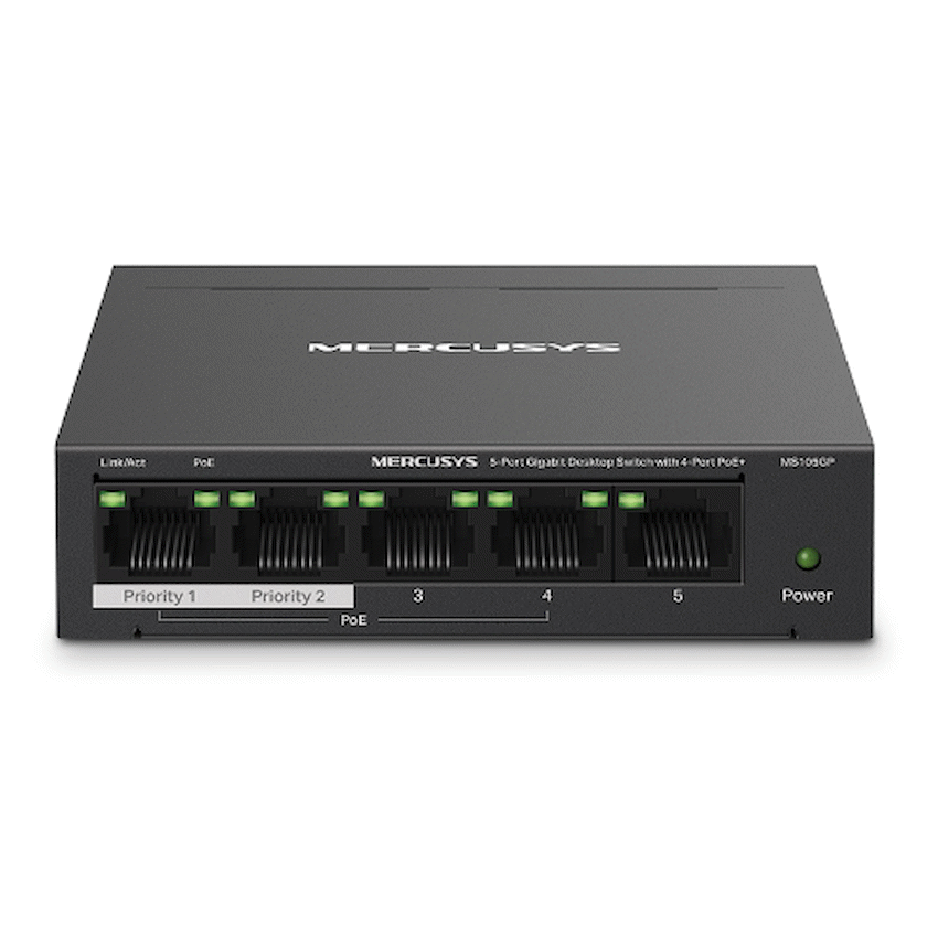 Mercusys TP-Link Mercusys MS105GP 5-Port Gigabit Desktop Switch with 4-Port PoE+