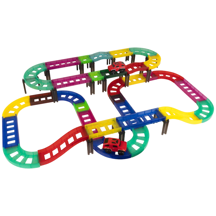 Edu-Matic Mini-Mag Magnetic Tile Tracks with 2 Cars and 93 Pieces - Guards On Duty Shop & Security Guards