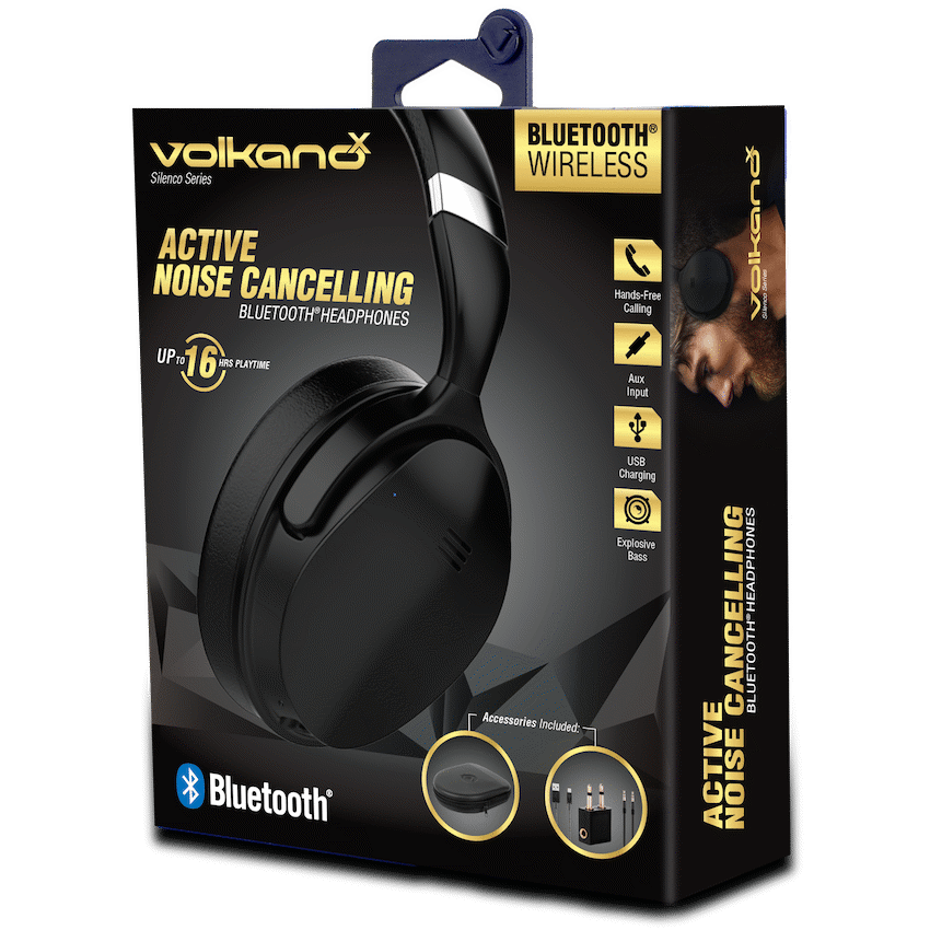 VolkanoX Silenco Series Active Noise-Cancelling Bluetooth Headphones - Black