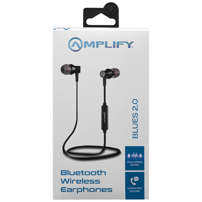 Amplify Blues 2.0 Bluetooth Earphones - Solid Black - Guards On Duty Shop & Security Guards