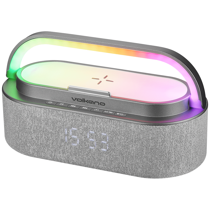Volkano Dawn Series Alarm Clock with Wireless Charging and Speaker