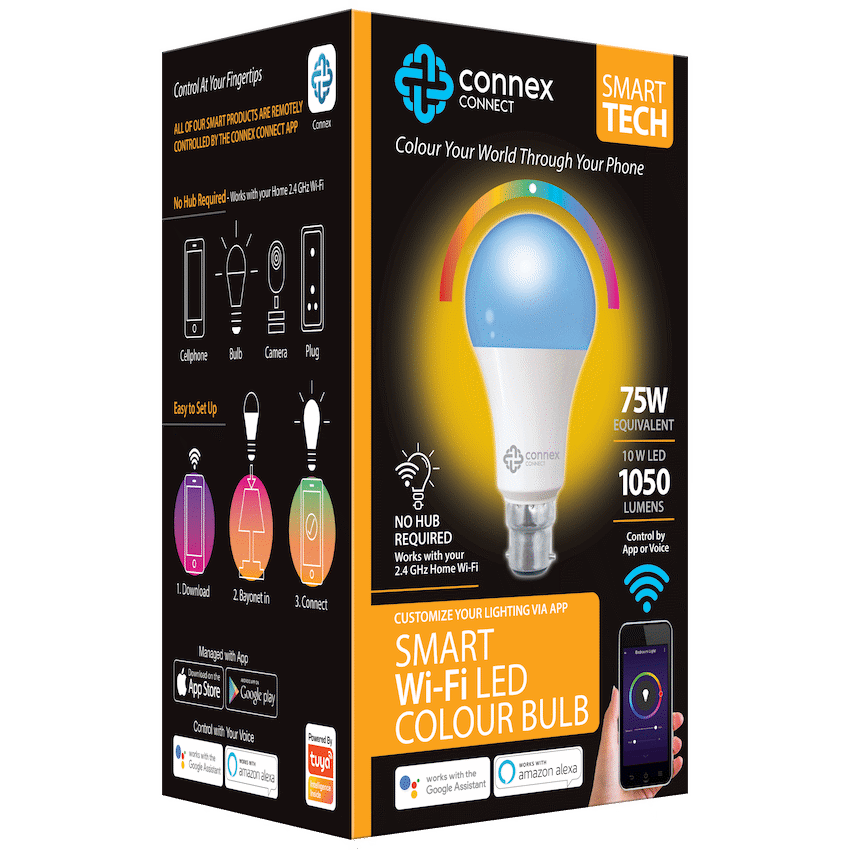 Smart WiFi Bulb 10W LED RGB White Bayonet - Guards On Duty Shop & Security Guards