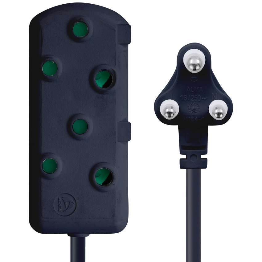SWITCHED Heavy DUTY Side By Side(SBS) EXTENSION LEADS 3M - BK