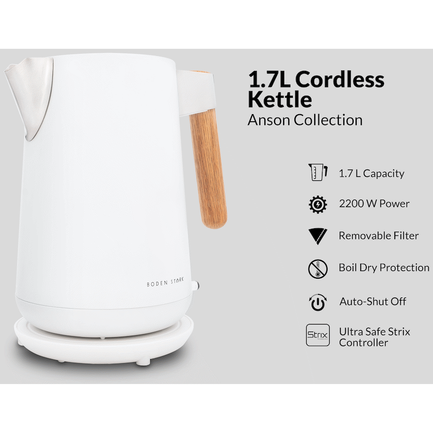 Boden Stark Anson Collection 1.7l 2000w SS Kettle - White - Guards On Duty Shop & Security Guards