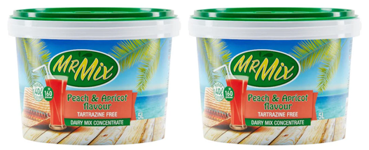 2 X 5L MR MIX DAIRY BLEND MIX PEACH & APRICOT BUCKET 1 + 7 (Sold 2 X 5L Buckets) Mr Mix PEACH & APRICOT 5L Bucket