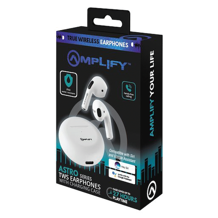 Amplify Astro Series True Wireless Earphones - White - Guards On Duty Shop & Security Guards