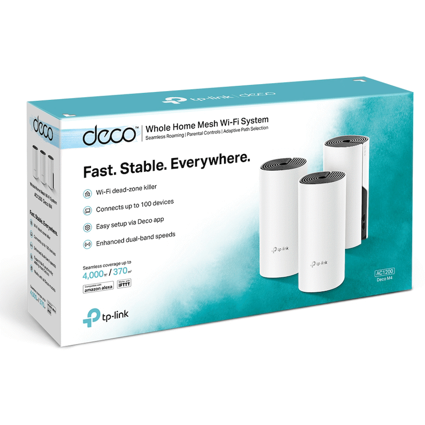 Deco M4 (3-Pack) AC1200 Whole-Home Mesh Wi-Fi System