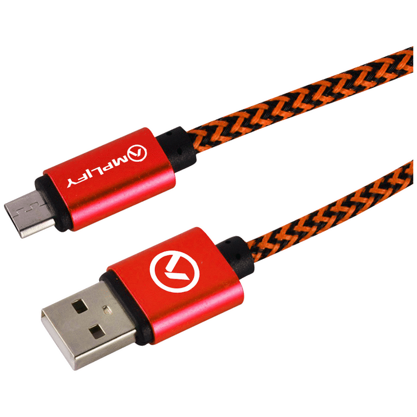 Amplify Linked Series Micro USB Braided Cable - 2m - Black/Red - Guards On Duty Shop & Security Guards