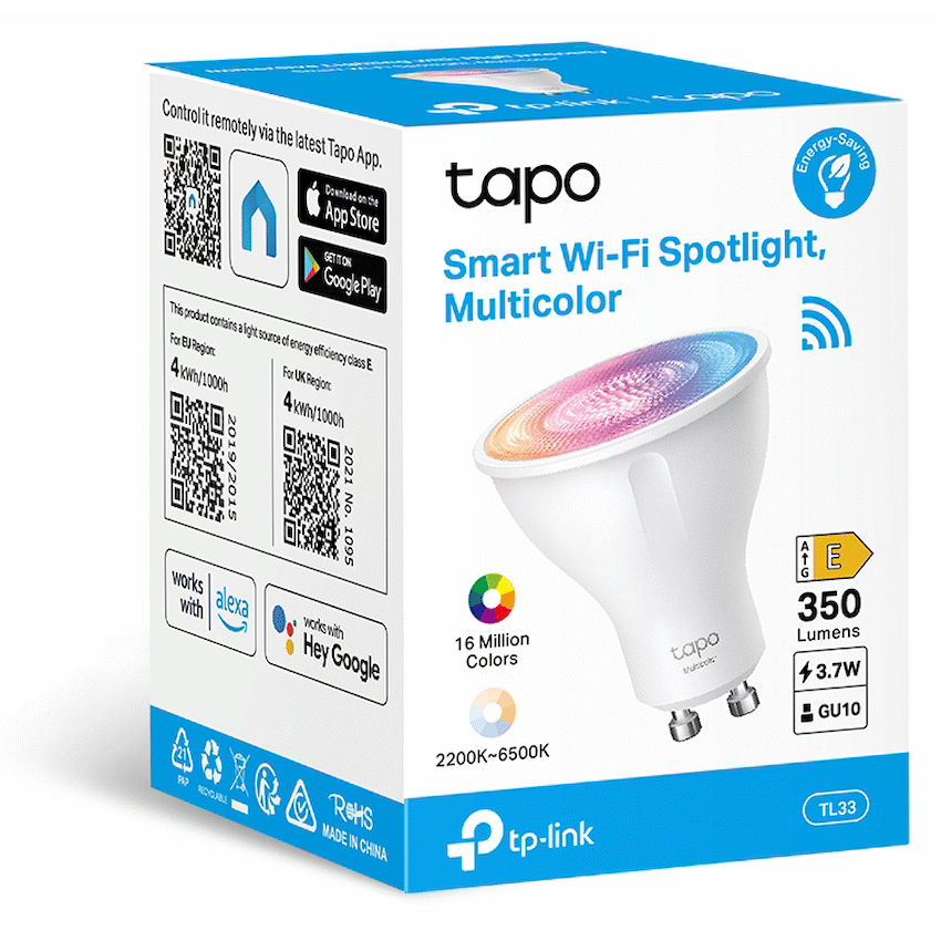Tapo TP-Link Tapo TL33 3.7W Smart Wi-Fi Multicolour, Dimmable, GU10