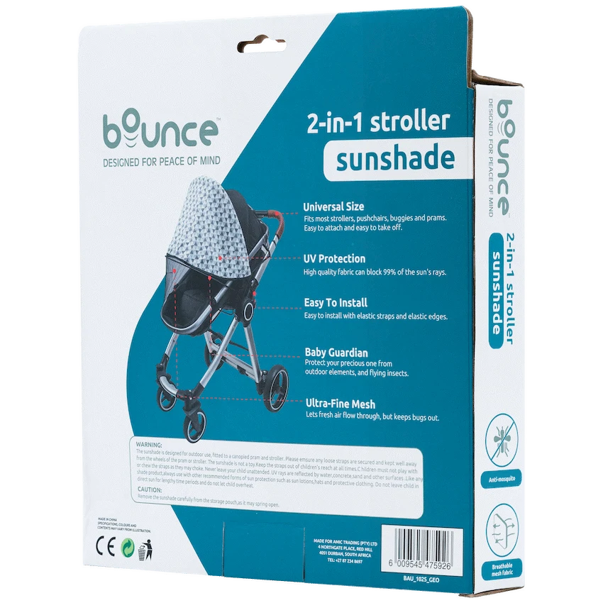 Bounce 2-IN-1 Stroller Sunshade Geometric - Guards On Duty Shop & Security Guards