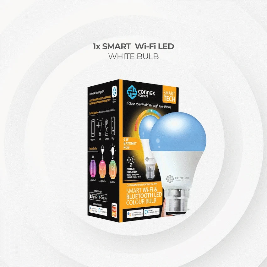 Smart Wi-Fi Bulb 6w LED RGB White - Bayonet - Guards On Duty Shop & Security Guards
