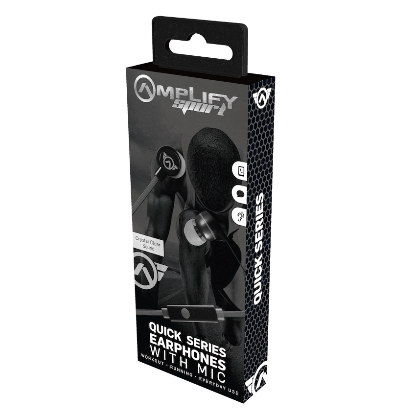 Amplify Sport Quick Series Earbuds with Mic - Black/Grey - Guards On Duty Shop & Security Guards