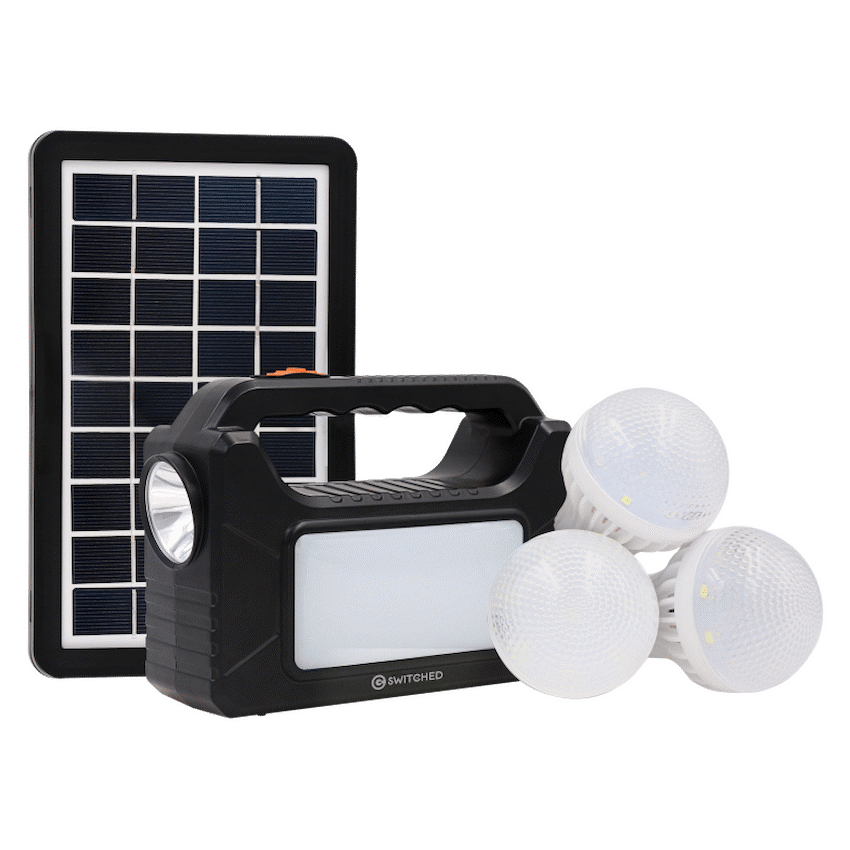 SWITCHED Power Station, Rechargeable, USB Phone Charging with Solar Panel  - Black