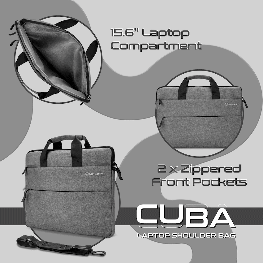 Amplify Cuba 15.6" Laptop Shoulder Bag Grey - Guards On Duty Shop & Security Guards