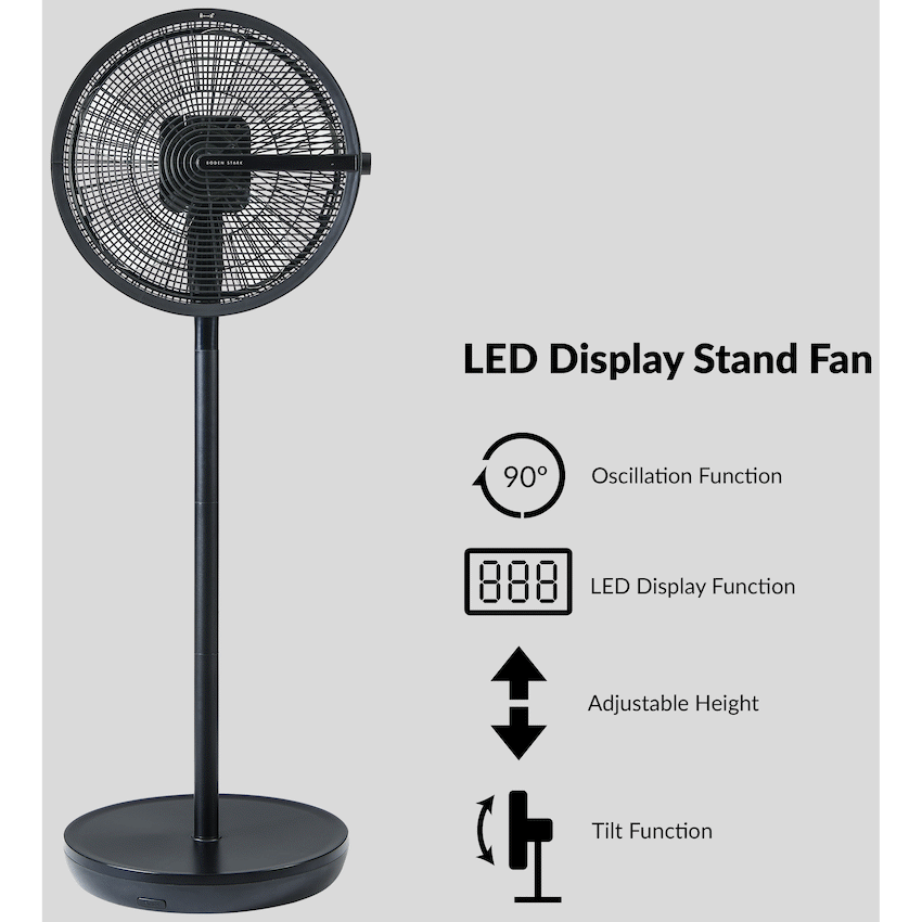 Boden Stark LED Display Stand Fan - Black - Guards On Duty Shop & Security Guards