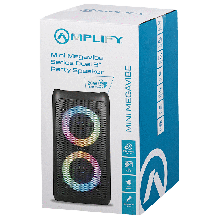 Amplify Mini Megavibe Series Dual 3" Party Speaker - Black - Guards On Duty Shop & Security Guards