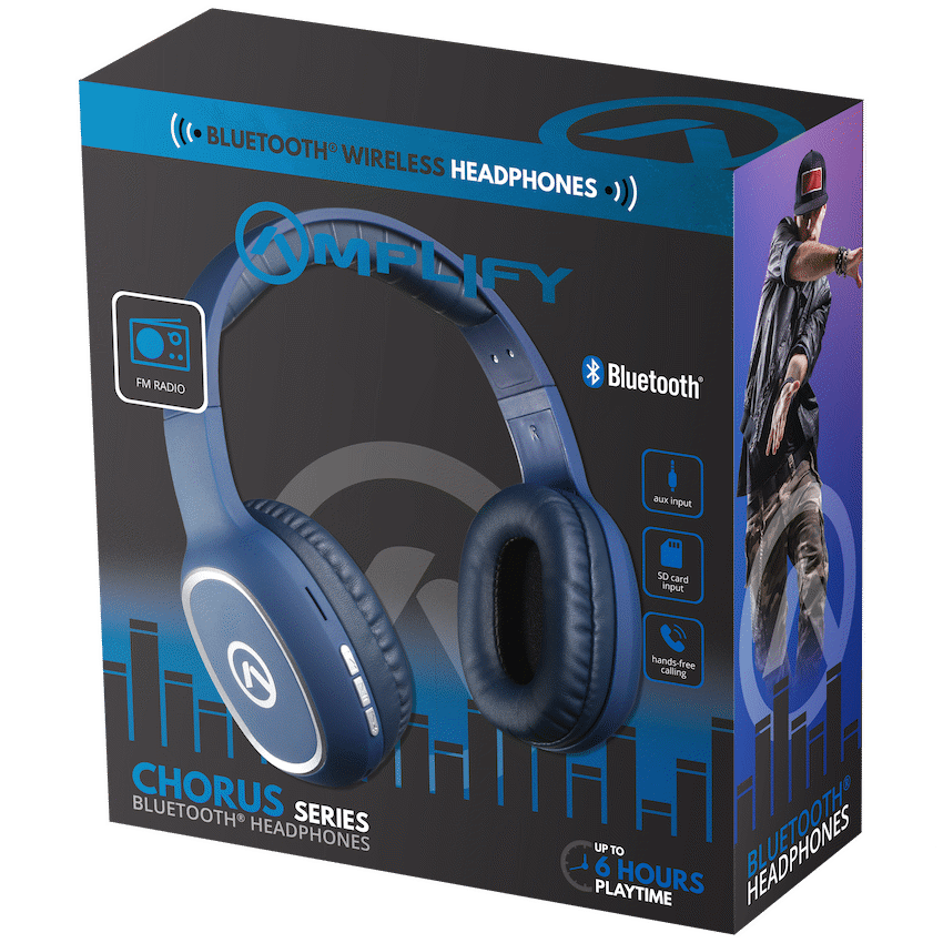 Amplify Chorus series Bluetooth Wireless Headphones - Dark blue - Guards On Duty Shop & Security Guards