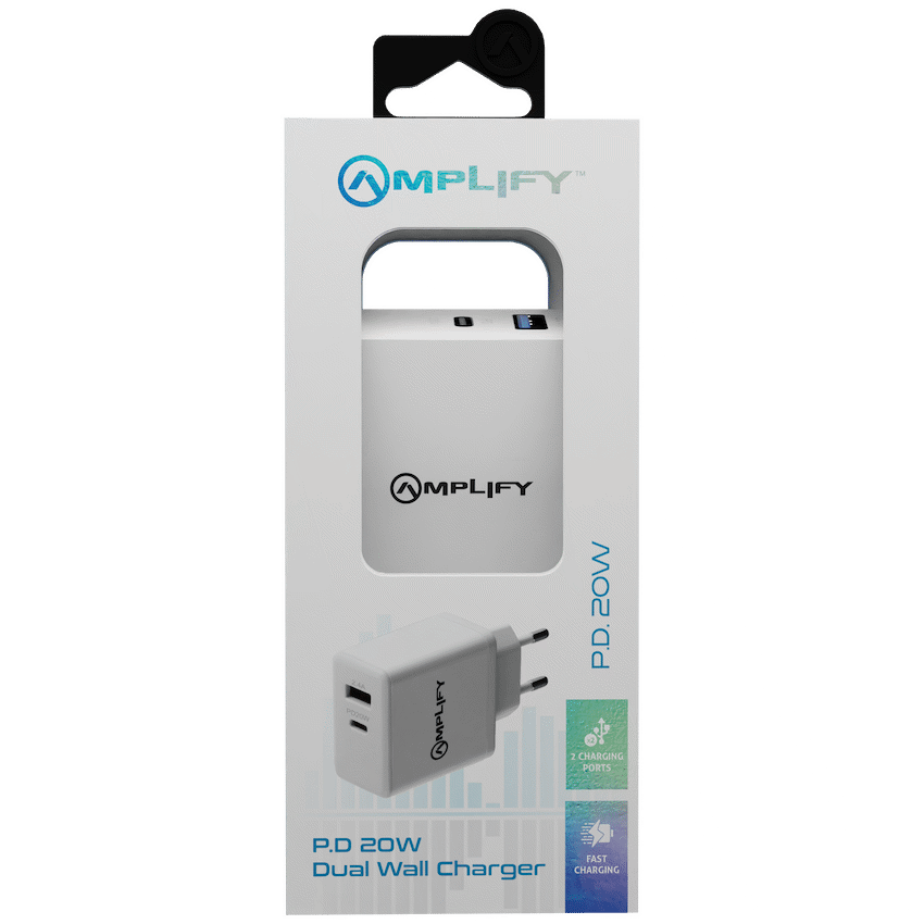 Amplify P.D. 20w Plus USB 12w Dual Wall Charger - White - Guards On Duty Shop & Security Guards