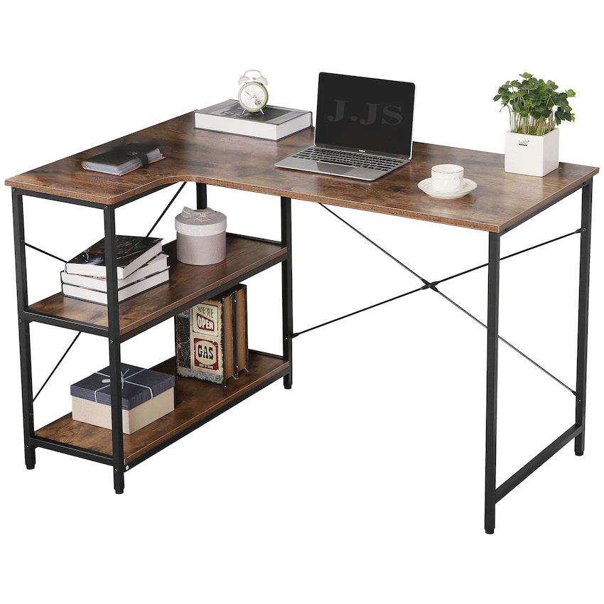 Everfurn Anthony L-Shaped Corner Work Desk - Steel Frame - Guards On Duty Shop & Security Guards