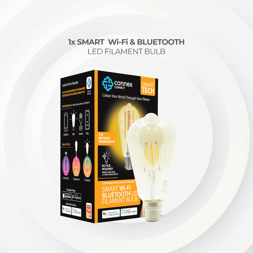 Smart Wi-Fi Bulb 5w LED Amber Filament Vintage Bayonet - Guards On Duty Shop & Security Guards