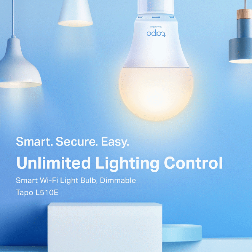 Tapo TP-Link Tapo L510E 8.7w Smart Wi-Fi Warm White Light Bulb, Dimmable, A60, E27