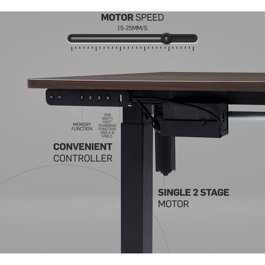 Berlin Height-Adjustable Desk - Base & Controller - Black - Guards On Duty Shop & Security Guards