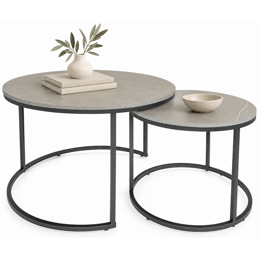 Everfurn Nile Nesting Coffee Table - Marble Grey