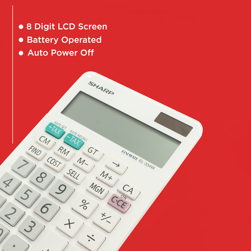 Sharp ElsiMate EL334WB - 12 Digit Desk Calculator - Guards On Duty Shop & Security Guards