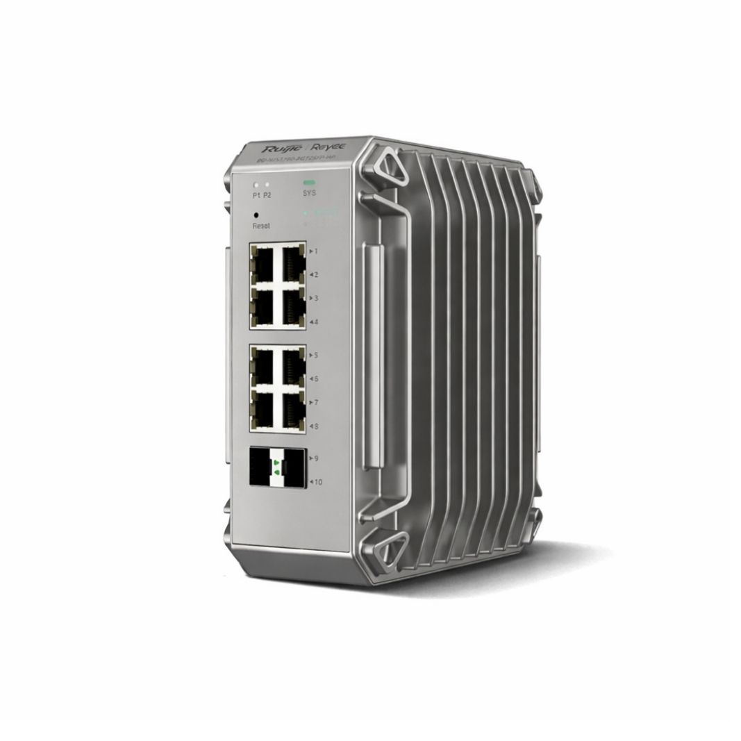 Reyee 8 Port 1GE PoE Cloud Managed Industrial Switch with 2 SFP 1GE Uplinks
