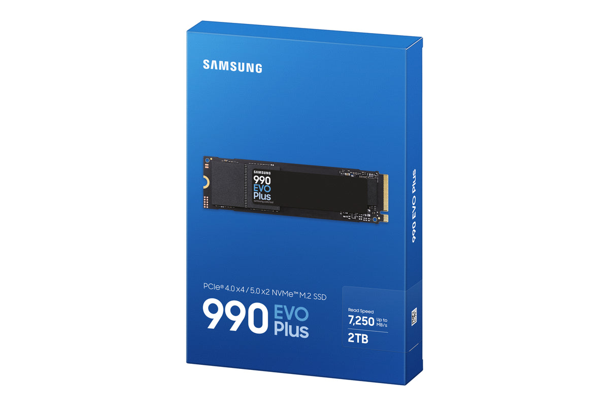 SAMSUNG MZ-V9S2T0BW 990 EVO Plus 2TB NVMe SSD - Read Speed up to 7250 MB/s; Write Speed to up 6300 MB/s; Random Read up to 1 000