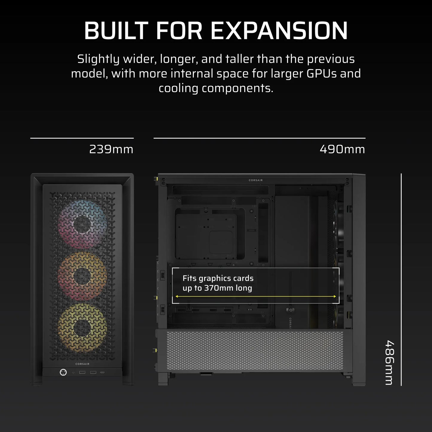 FRAME 4000D RS ARGB Black Mid-Tower PC Case; 2x 3.5'' |  2x 2.5'' Drive Bays; Up to 360mm Radiator; 3x RS ARGB PWM Fans;