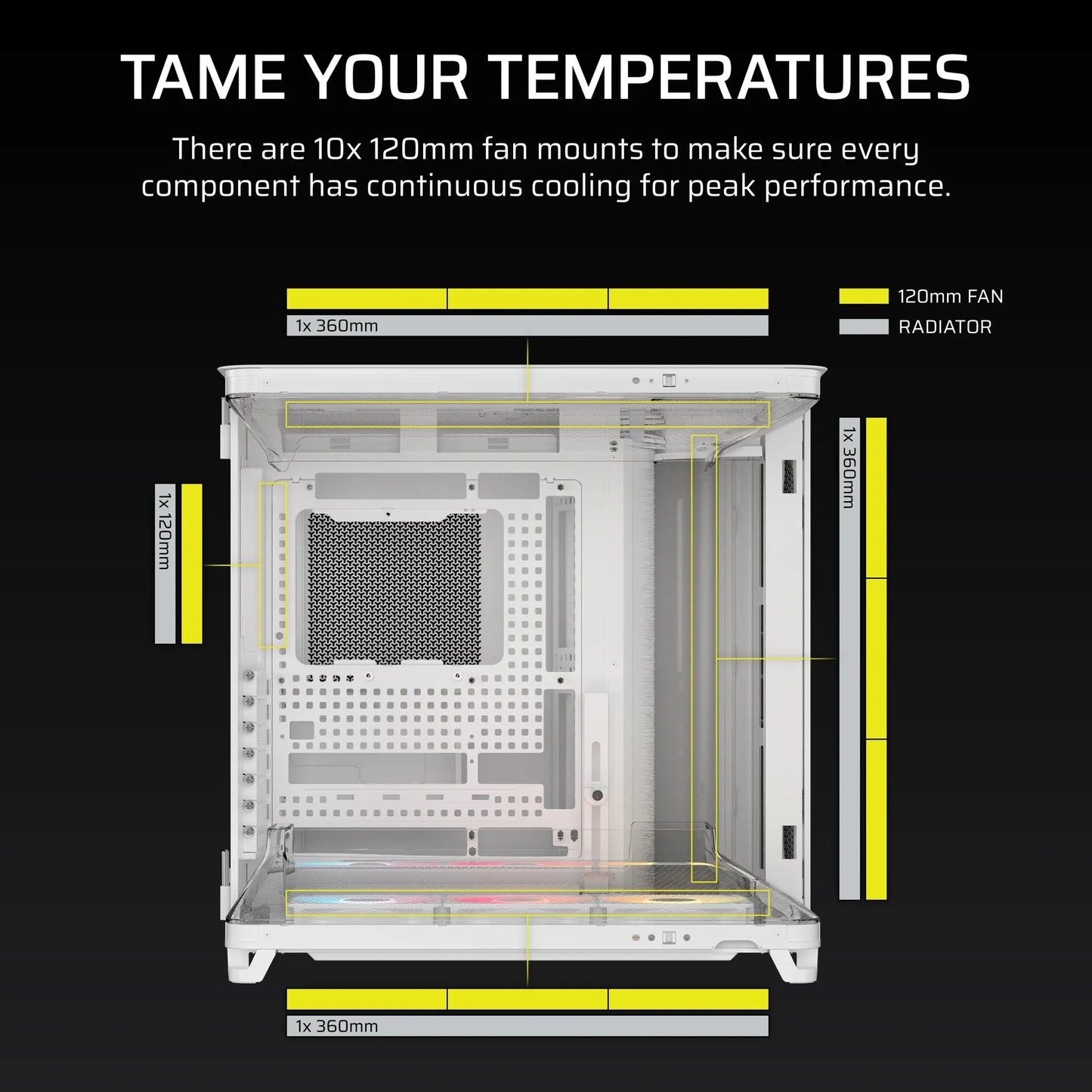 AIR 5400 RS-R ARGB Triple Chamber Mid-Tower PC Case ; 3x Fans Included; 2x 2.5'' ; 1x 3.5''  White