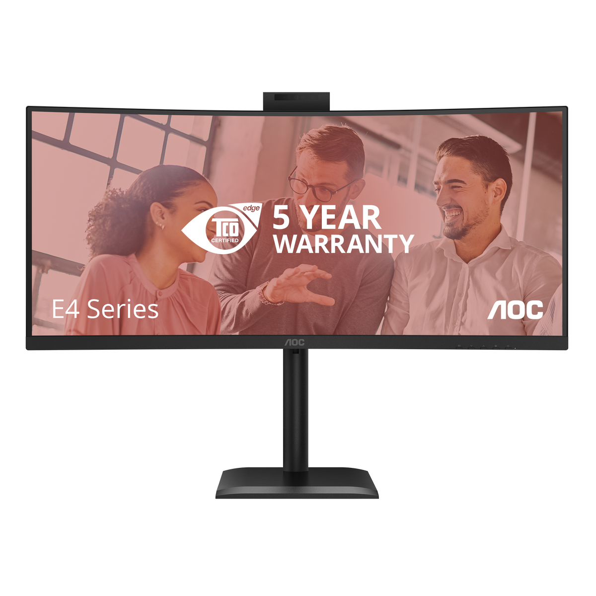 AOC CU34E4CW Curved Monitor:34''W WQHD|VA;KVM|120Hz|HDR10; SPK;HAS|1H1DP2USB-C(90W)|OTA/OTG; WebCam|3YR Warranty.