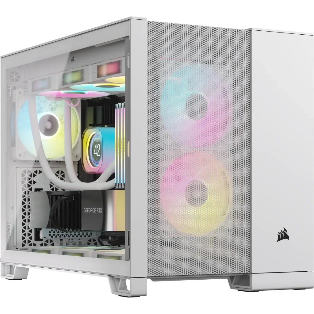 2500D Airflow White Mid-Tower Dual Chamber PC Case; 2x 3.5'' |  2x 2.5'' Drive Bays; Up to 360mm Radiator compatible