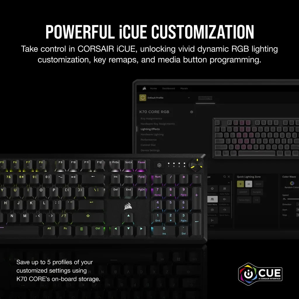 Corsair K70 CORE RGB Mechanical Gaming Keyboard - CORSAIR Red Linear Switches