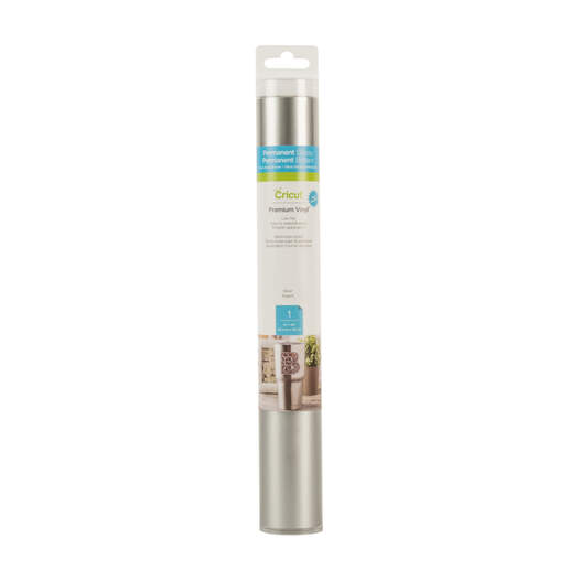 2011586 - Cricut Premium Vinyl Permanent 30x120cm (Silver); Permanent adhesive lasts up to 3 years; Lies flat without tunneling