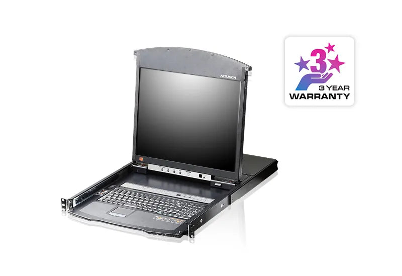 8-port 17'' Dual Rail LCD IP Cat5 KVM - D.Rail LCD KVM IP SW. W/(USKB/SPKB)/W/(US/EU) CORD