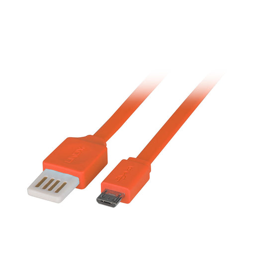 Lindy 2m Usb2 Rvrs Flat Cbl Am-micb Orange (30897) — Lindy | Guards on Duty Shop
